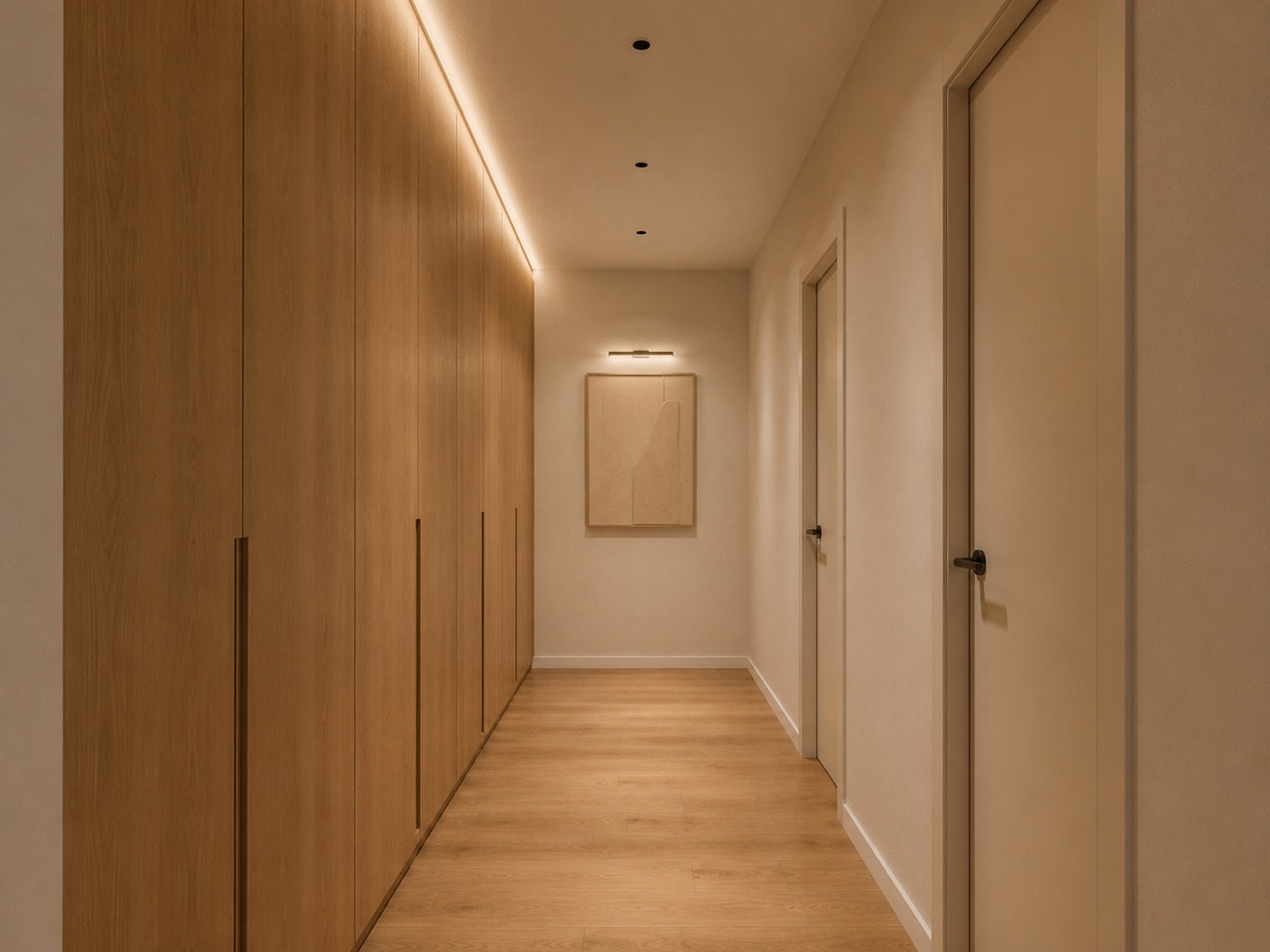 Render del corridoio della zona notte — Villa Olgiate Olona