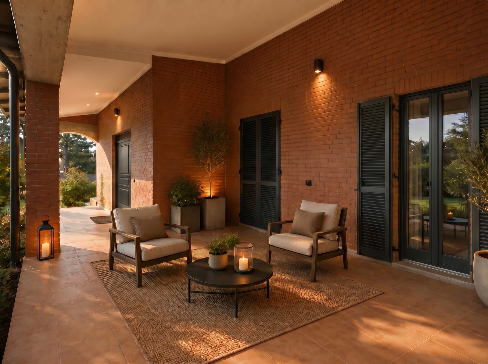 Render del portico frontale e ingresso — Villa Olgiate Olona