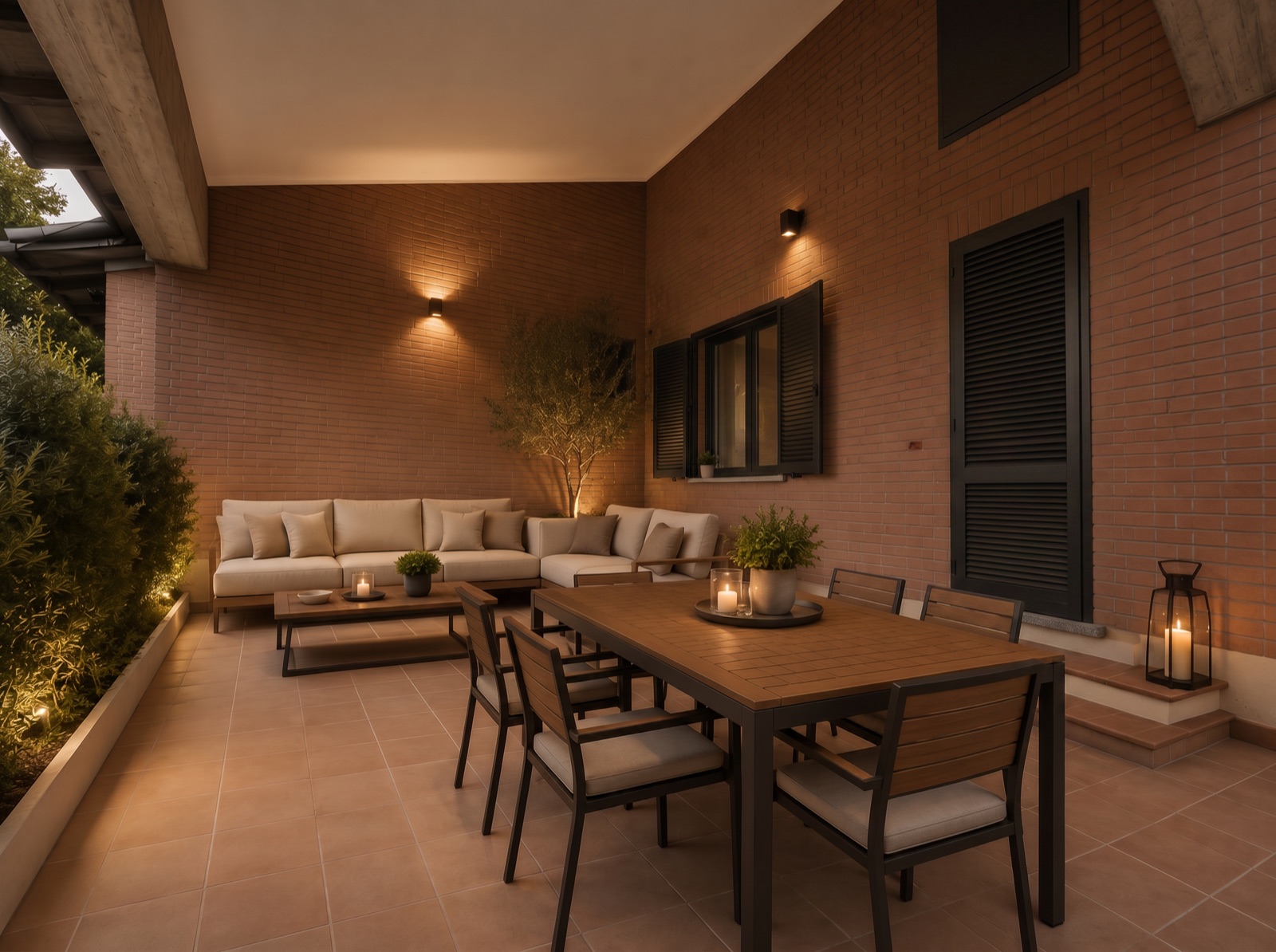 Render del portico posteriore — Villa Olgiate Olona