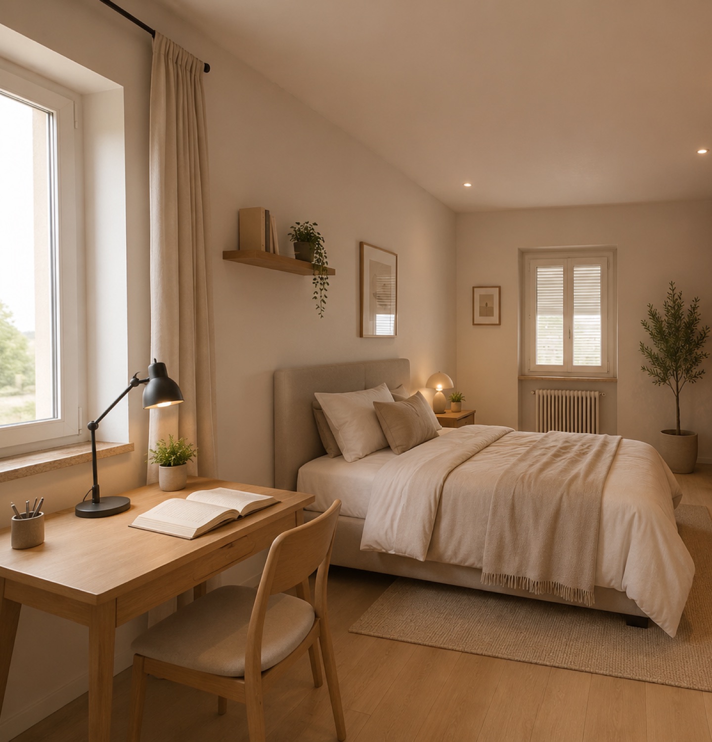 Render della camera master — Villa Olgiate Olona